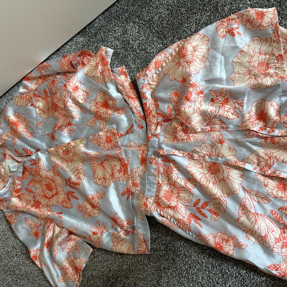 Joie Floral Pajama Set in Orange and Gray